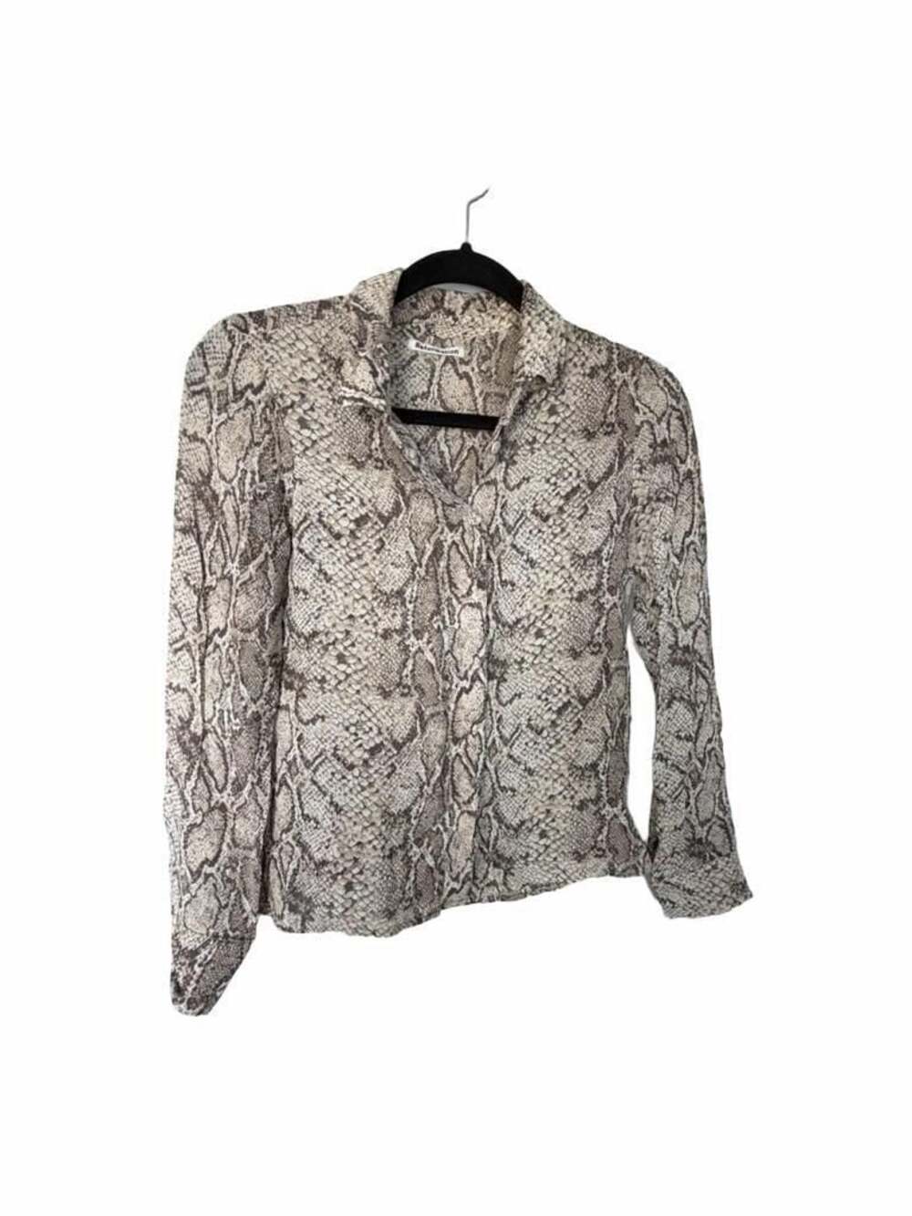 Reformation Snakeskin Print Long Sleeve Button-Up Shirt_134